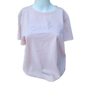 Calvin Klein Dimensional Logo Pastel Pink Short Sleeved T-shirt Top Sz L *READ*
